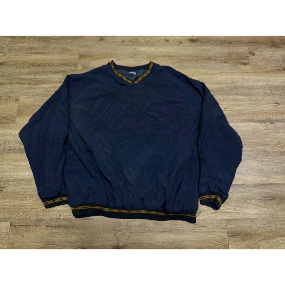 Vtg Holloway Jacket Mens XXL Blue Pullover Aztec Trim Water Resistant‎